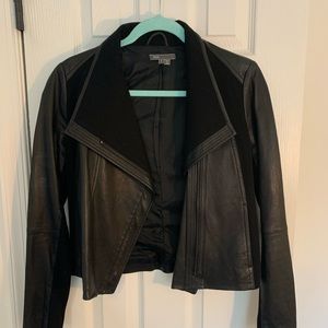 Vince black leather jacket- size small